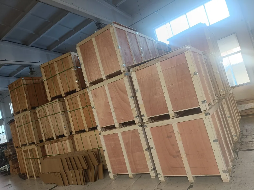 Proceso de embalaje caja de madera