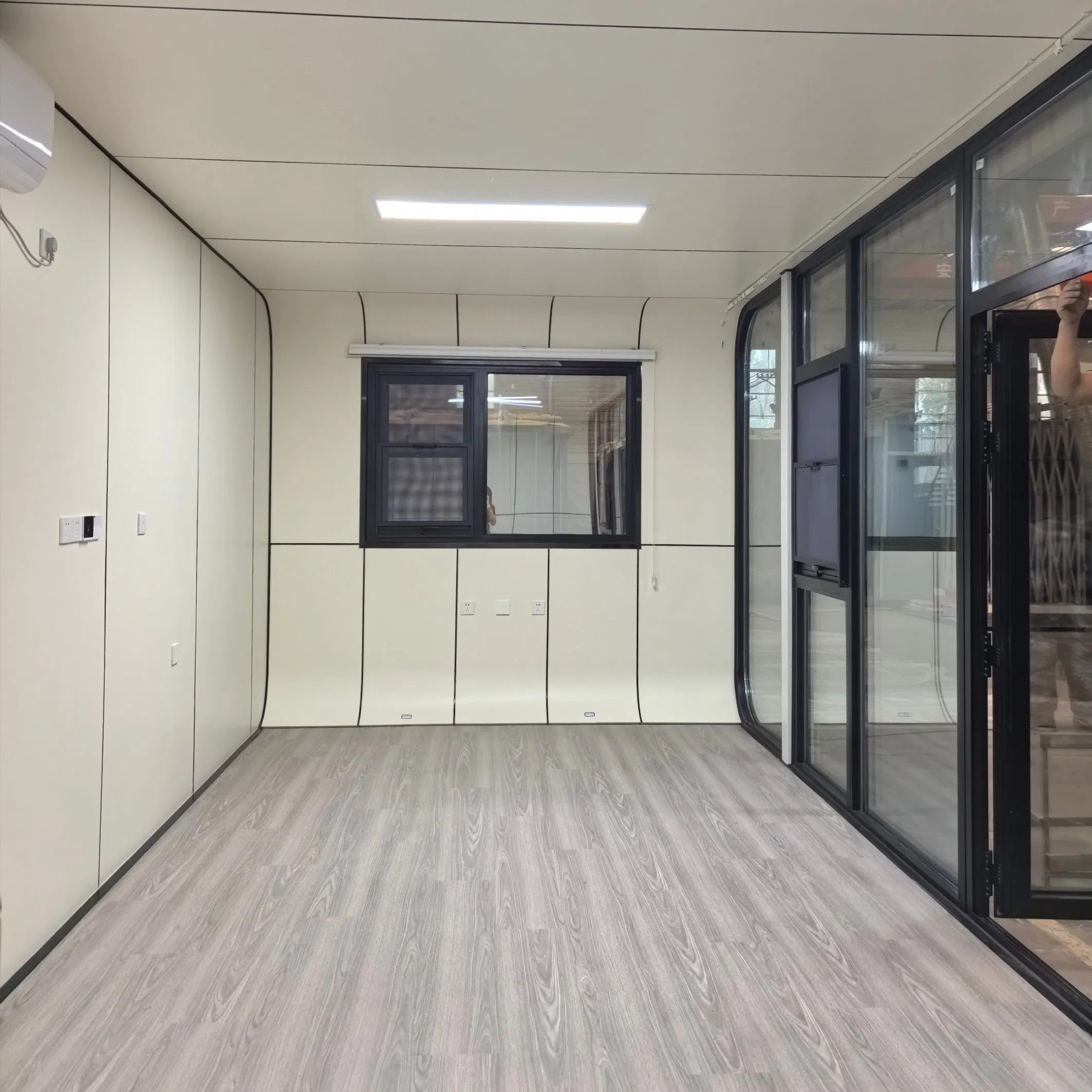 Casa prefabricada aislada del sonido para exteriores, casa prefabricada pequeña y móvil, pod de oficina móvil de vidrio aislado