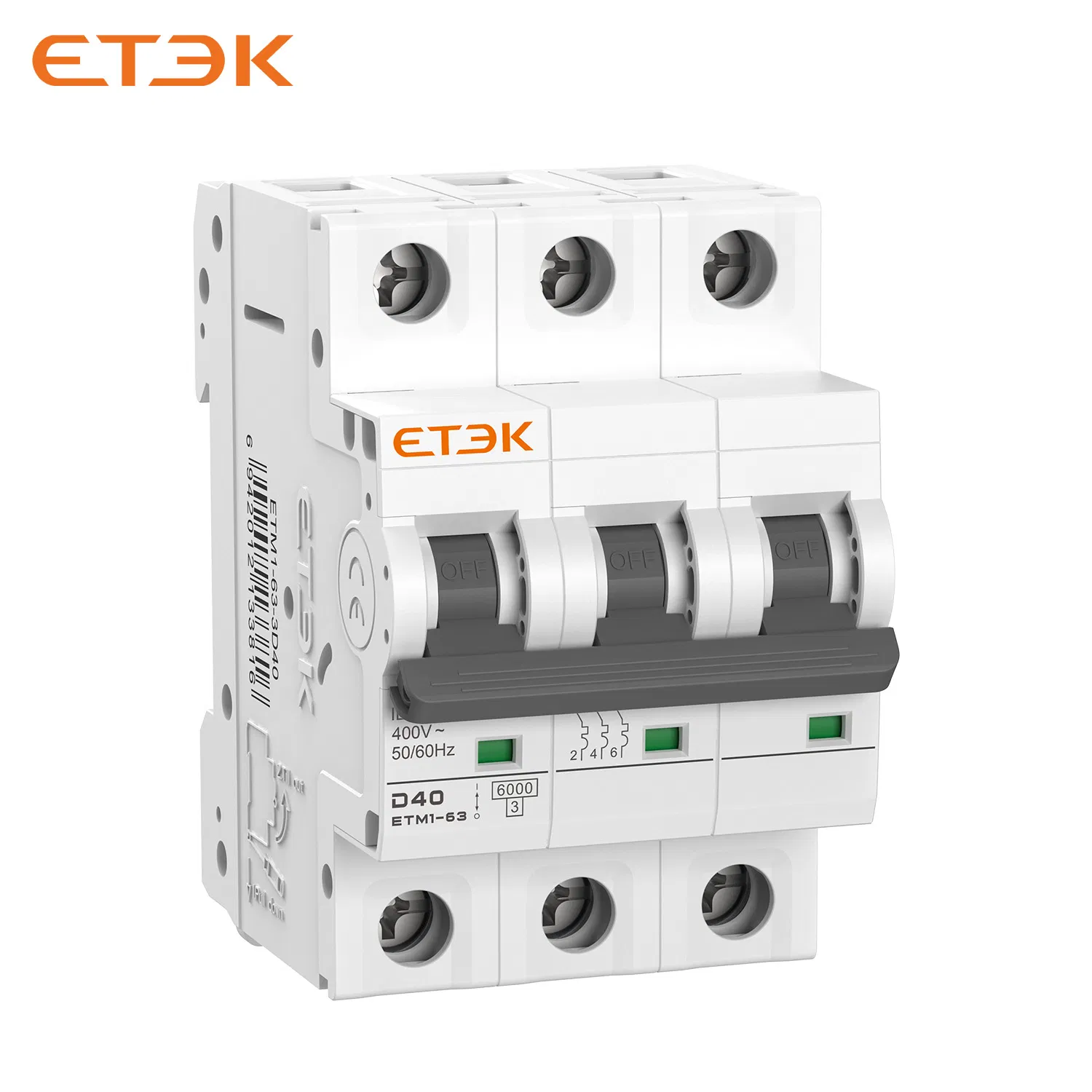 Etek 63 AMP 230V 400V Interruptor Automático de Circuito Mini Eléctrico Inteligente de Tres Posiciones AC RCBO MCB de Vacío con Protección contra Fugas a Tierra