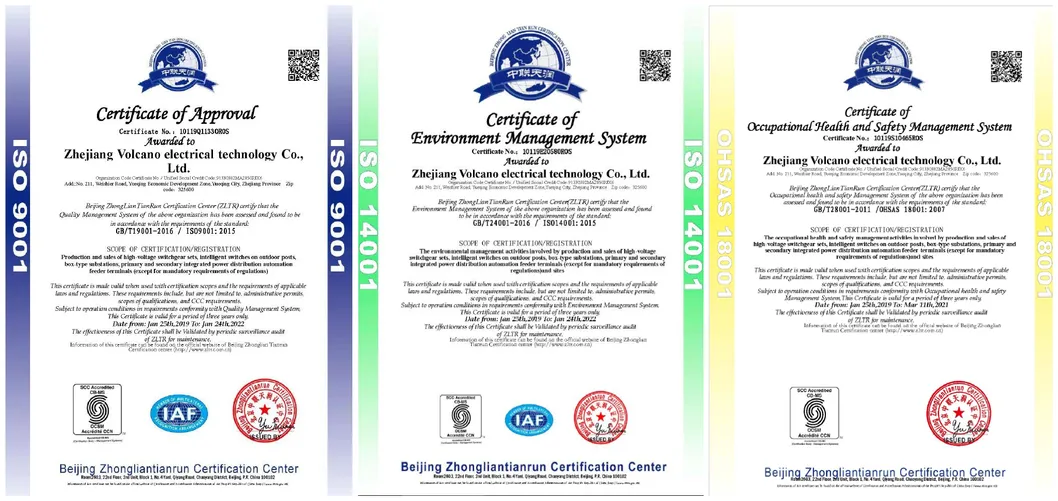 Certificados de fábrica de interruptor de carga