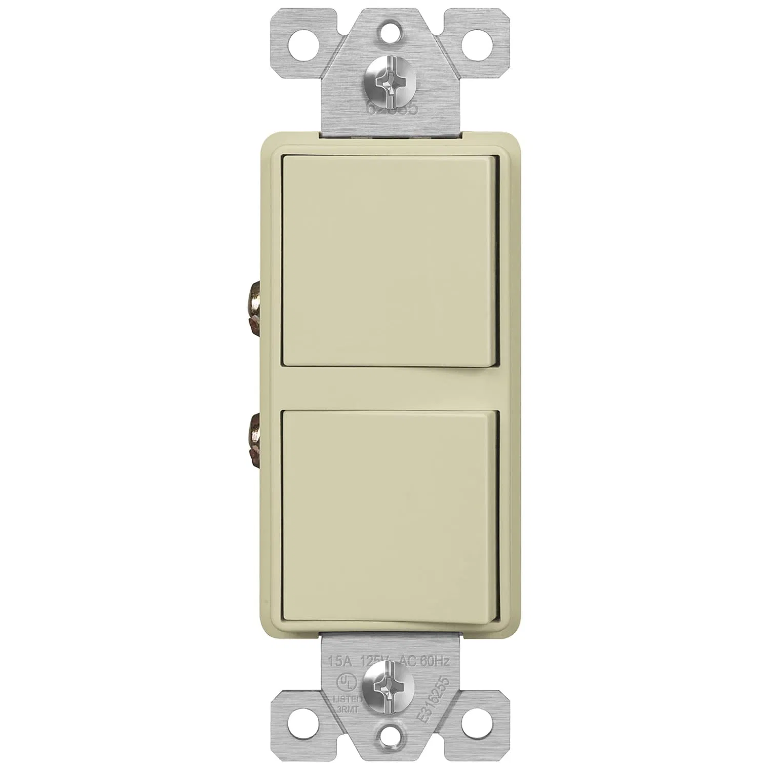 Interruptor de pared decorativo de paleta de rocker Ivory AC, reemplazo, autoconectante, grado residencial y comercial, interruptor de luz decorativo