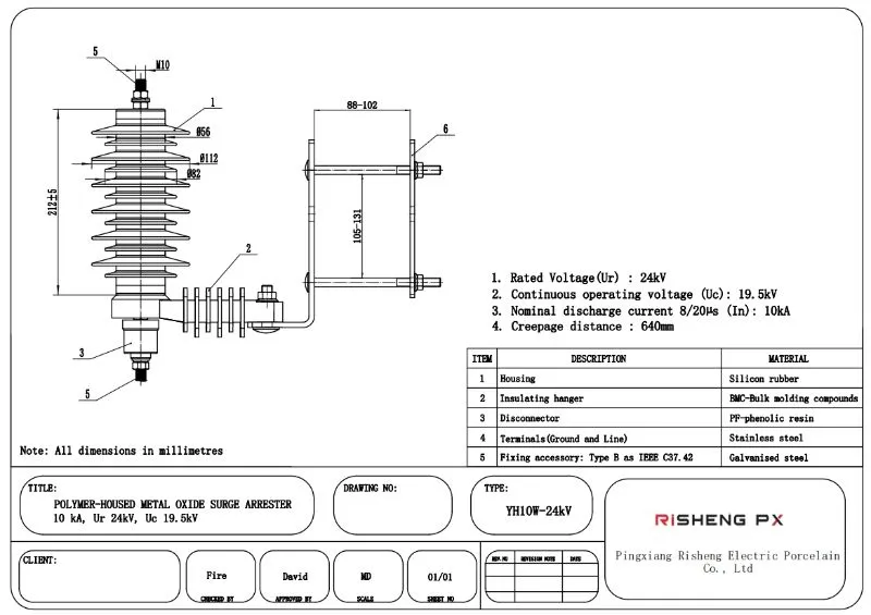 Norma IEC 24kv Aisladores de Pararrayos Poliméricos