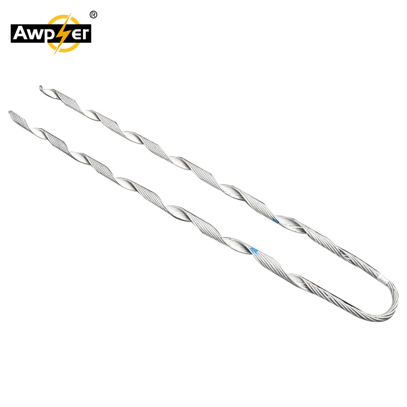 Conjunto de tensión helicoidal ADSS realizado con abrazadera de agarre y soporte de varillas armadas
