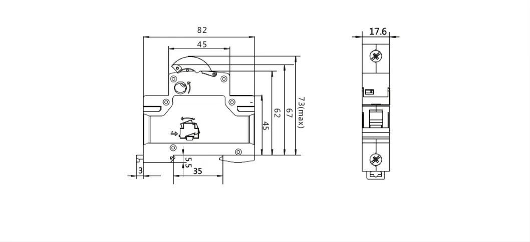 Protección contra sobrecarga del interruptor automático Amur Mini 1p MCB eléctrico AC 230V