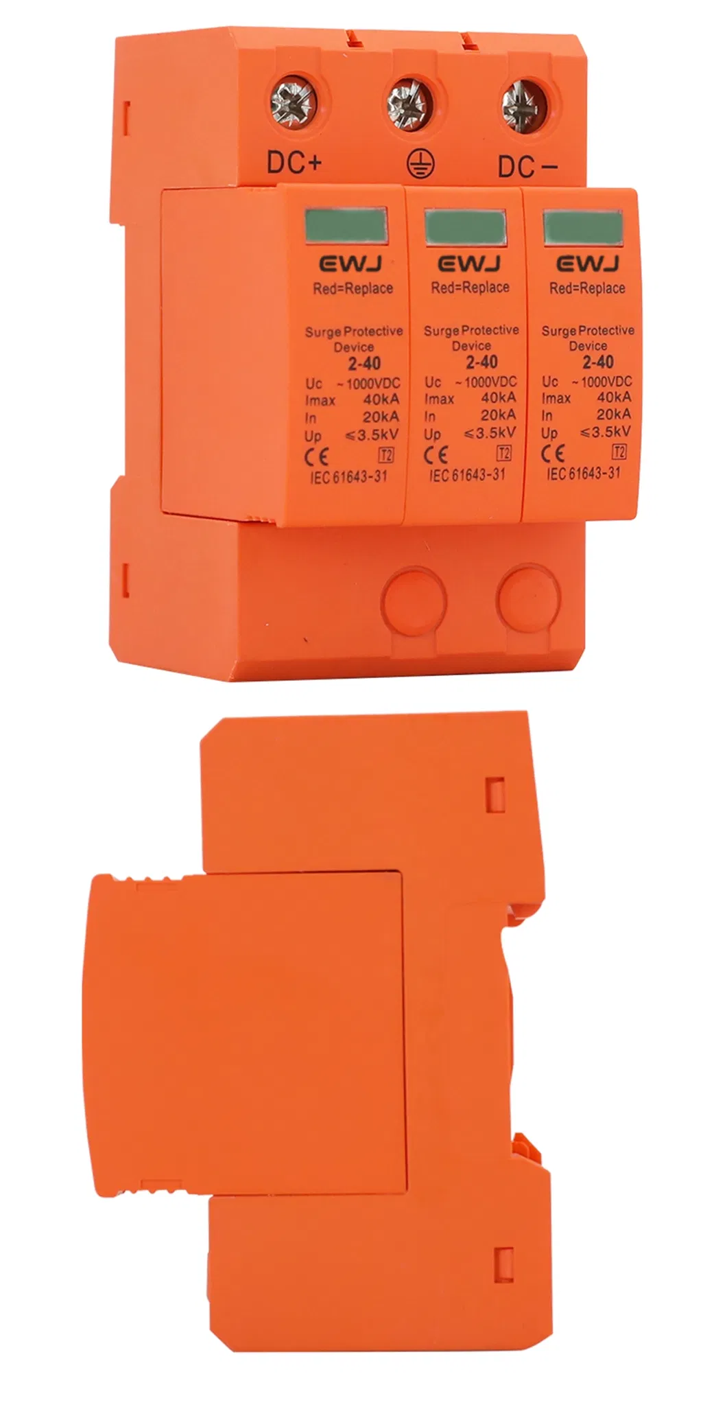 Sistema Solar Certificado CE T2 10-20ka 230V Protector de Sobretensión de CA 1p+N Dispositivo de Pararrayos de Baja Tensión Protección contra Rayos