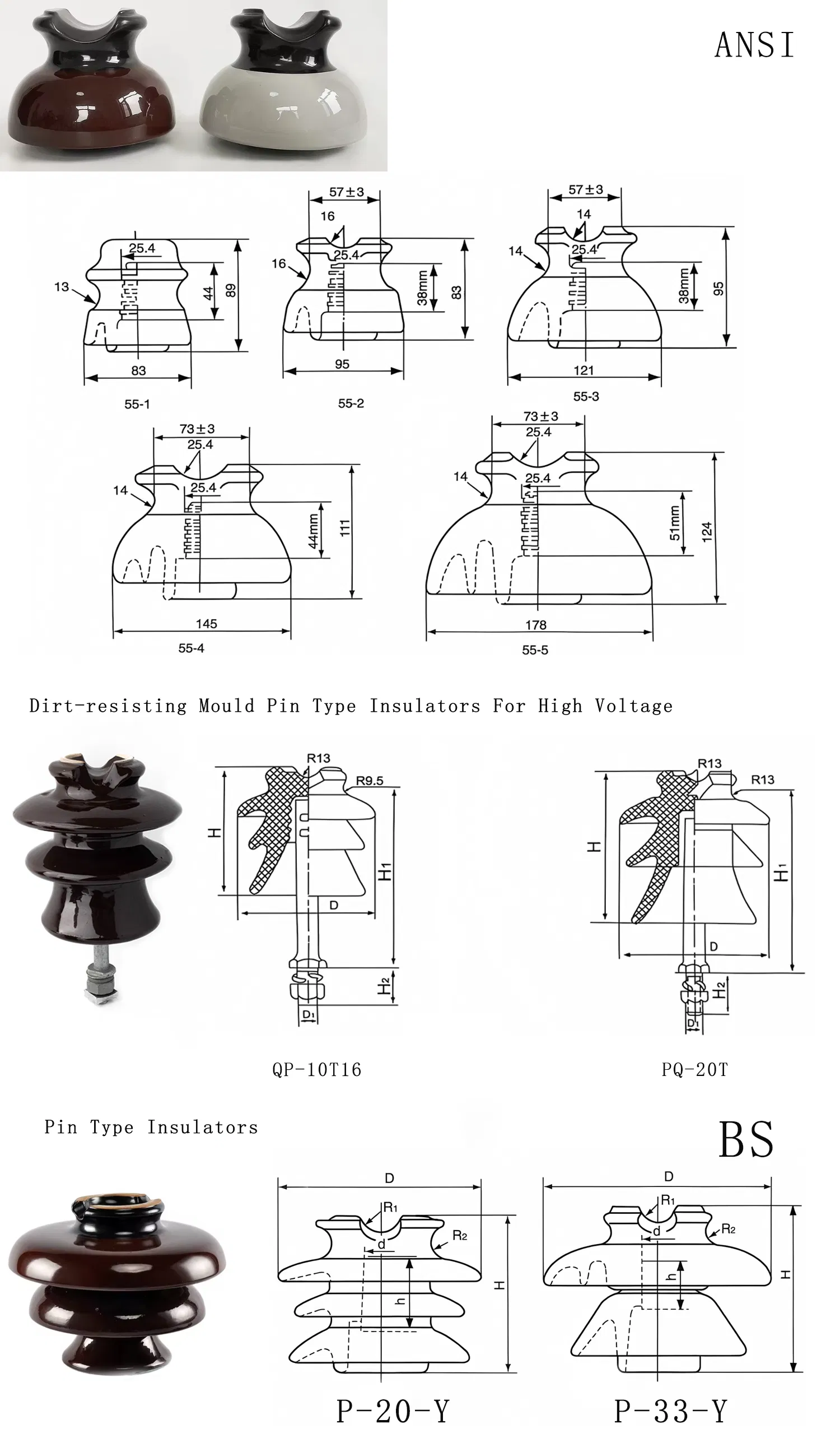 Clase VDE RM-1/RM-2 Tipo de Pin Telégrafo Aislante de Porcelana Cerámica
