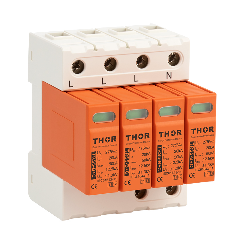 Protector contra transitorios ac para iluminación tipo 1+2 Transistent SPD Industrial Protección de equipos eléctricos dispositivo de protección contra rayos en carril DIN