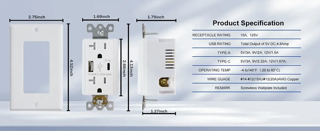 Instalación en pared de cargador USB