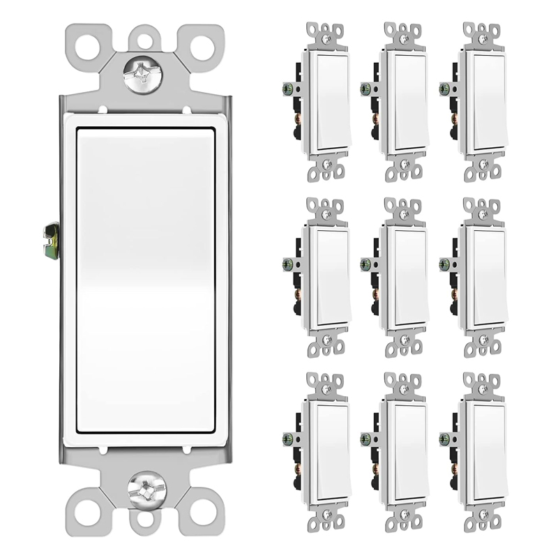 Interruptor de paleta decorativo blanco para pared, reemplazo, autoconectante, de grado residencial y comercial, interruptor de luz decorativo
