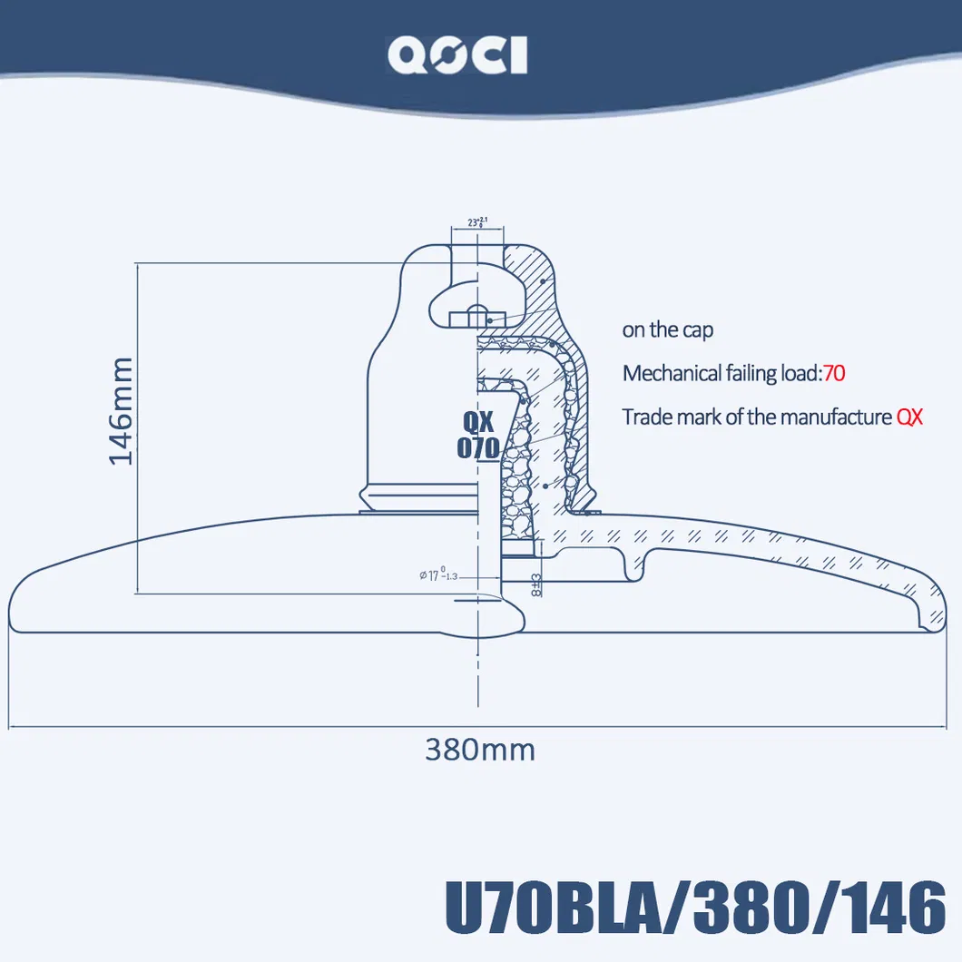 33kv Aislador de vidrio de suspensión aerodinámica de alta tensión