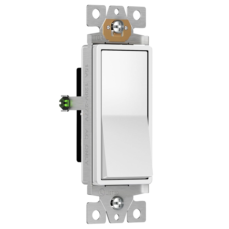 Interruptor de paleta decorativo blanco para pared, reemplazo, autoconectante, de grado residencial y comercial, interruptor de luz decorativo
