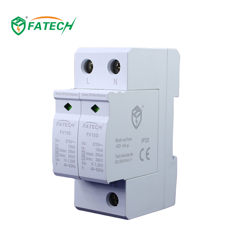 20KA Sistema Solar DC SPD 1 Dispositivo de Protección de Voltaje de Bajo Nivel de Fase Protector de Rayos Líneas de Señal de Control de Cargador EV Protector de Sobretensión de Energía de Rayos