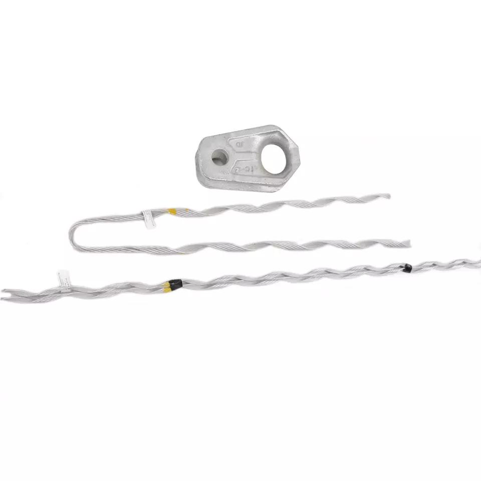 para hardware de sujeción de varillas ADSS, abrazadera de cable de alta calidad con gancho de manga, abrazadera de extremo muerto, abrazadera de tensión preformada, varilla blindada