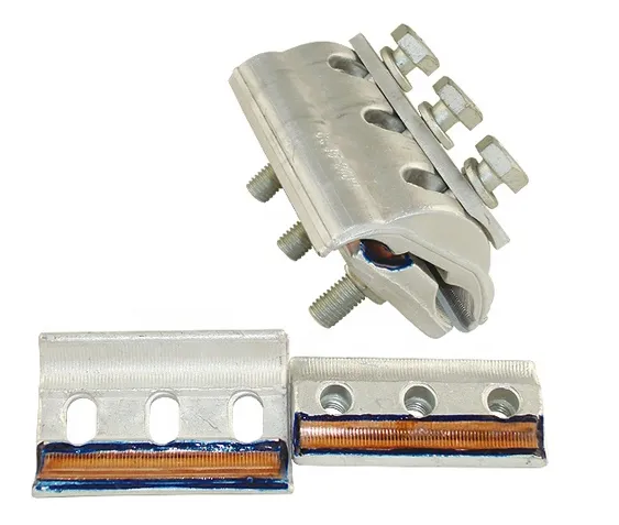 Abrazadera de aluminio con conector de ranura paralela de cobre para cable de aluminio