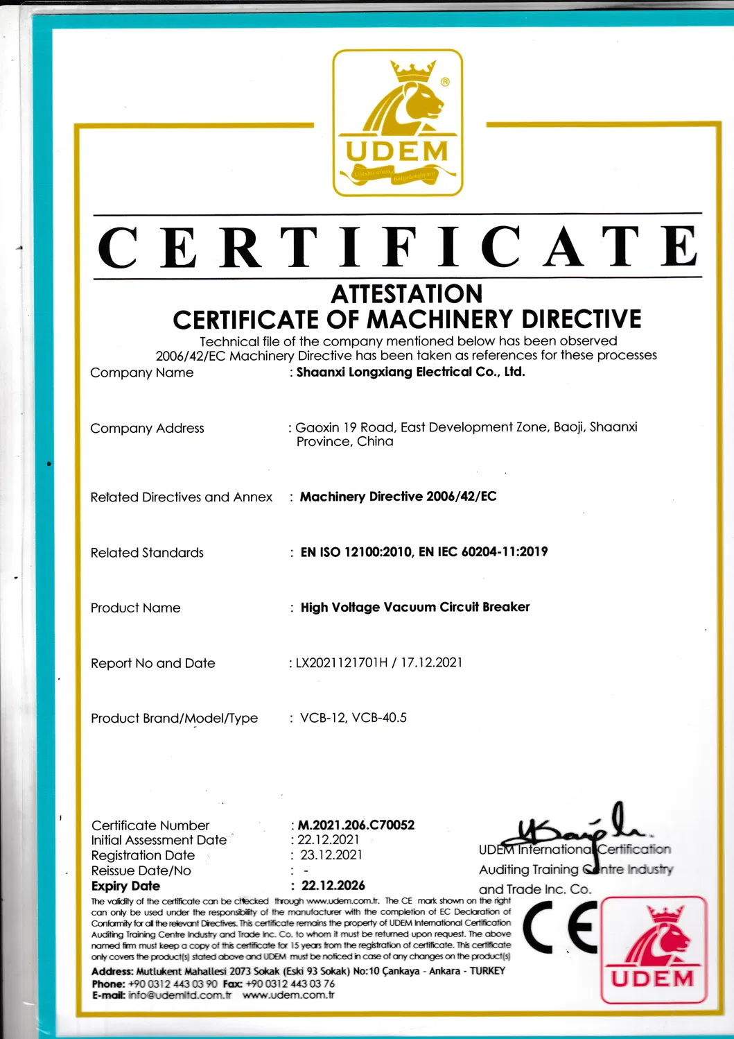 Embalaje de Exportación VIB1-12kv