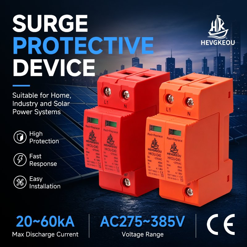 2p Protector de Sobretensión AC SPD para el Hogar Protege Electrodomésticos y Electrónica de Sobretensiones y Rayos Montaje en Riel DIN