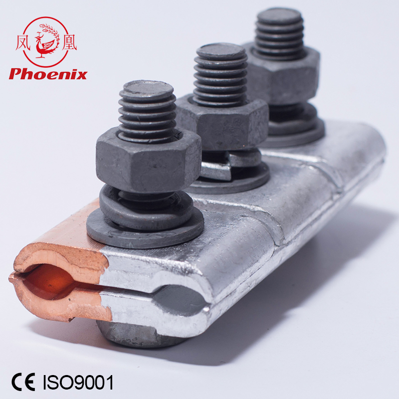 Suministro de accesorios eléctricos Phoenix, abrazadera de ranura paralela bimetálica de cobre y aluminio con dimensiones personalizadas