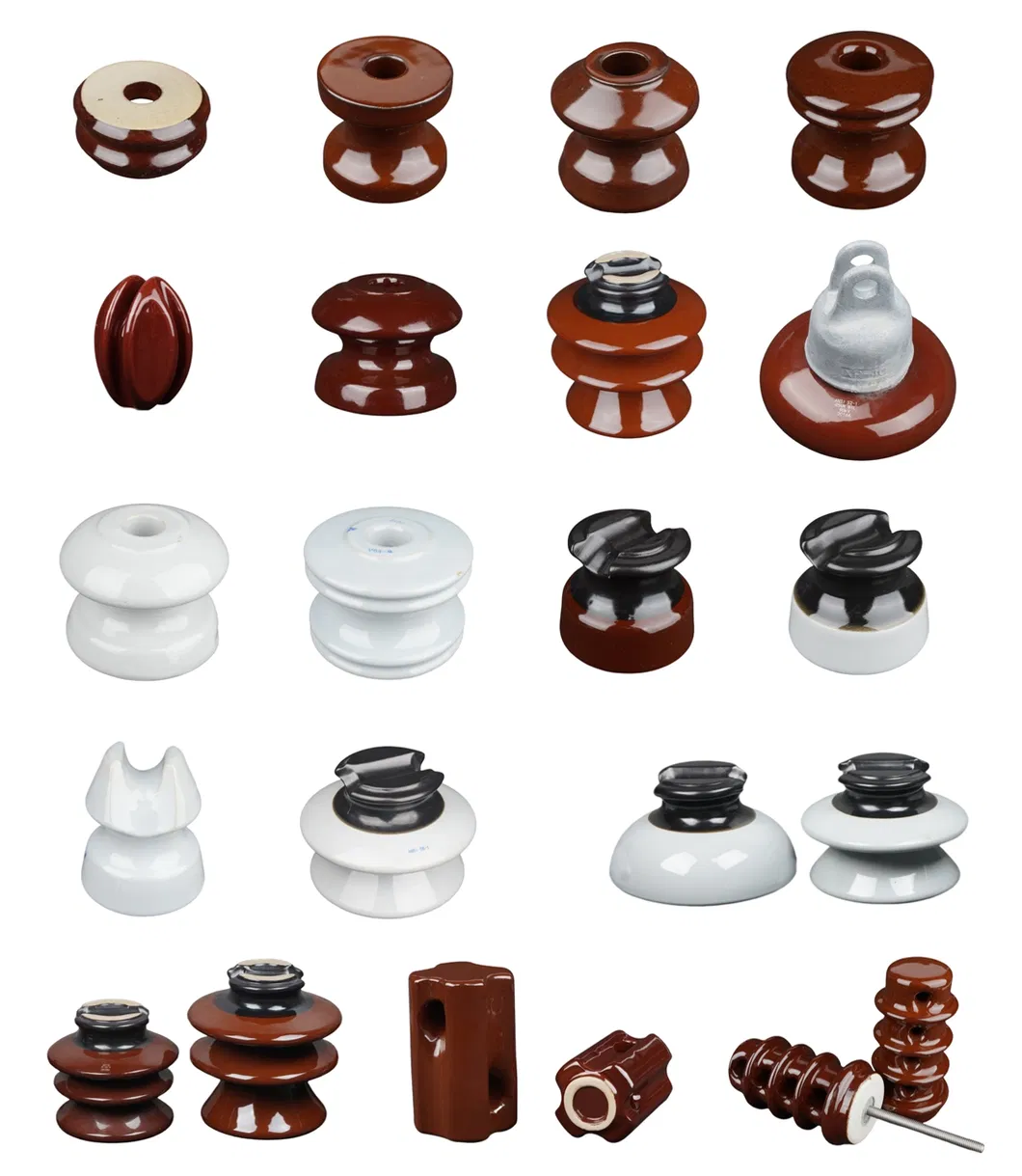 Aislador de Cerámica Esmaltada - Soporte de Alambre Duradero para Líneas Eléctricas