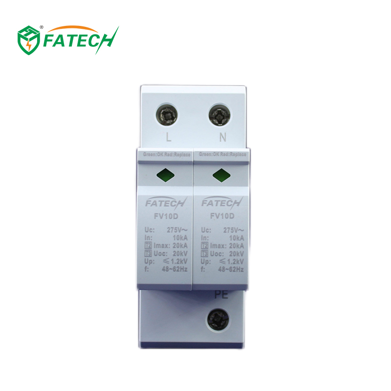 20KA Sistema Solar DC SPD 1 Dispositivo de Protección de Voltaje de Bajo Nivel de Fase Protector de Rayos Líneas de Señal de Control de Cargador EV Protector de Sobretensión de Energía de Rayos
