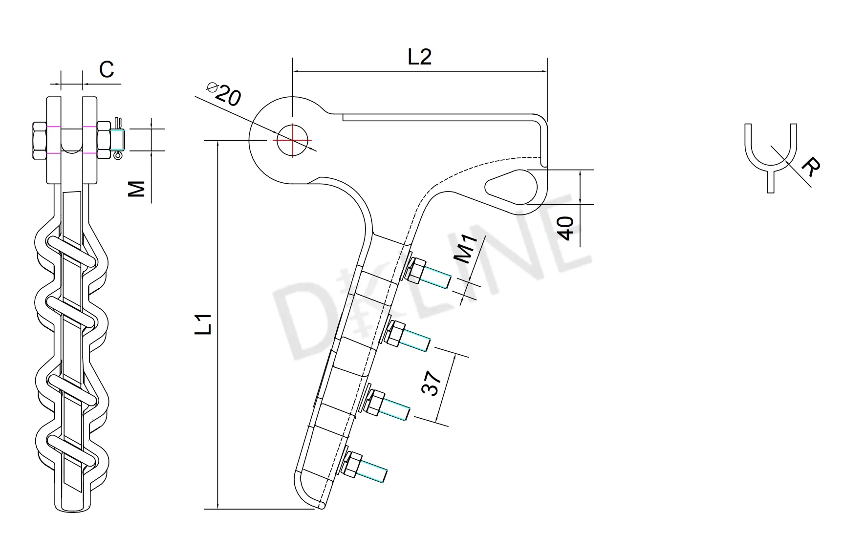 Abrazadera de Estrés de Aleación de Aluminio Galvanizado en Caliente Nll para Terminación de Conductor ACSR de Línea Aérea