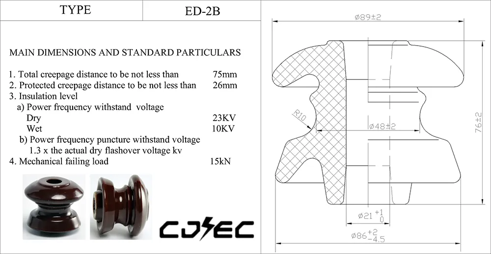Aislador Cerámico de Porcelana ED-2c