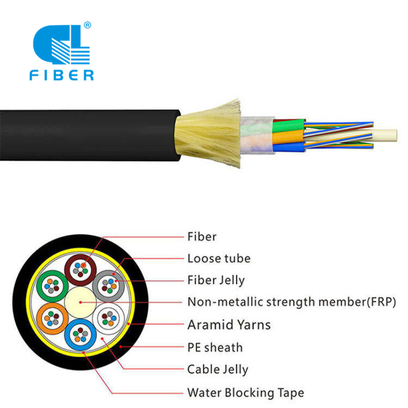 Cable de fibra óptica al aire libre con armadura de hilo OEM ADSS, funda de FRP HDPE, directo de fábrica para cables de telecomunicaciones 4-144 núcleo G657A/G652D