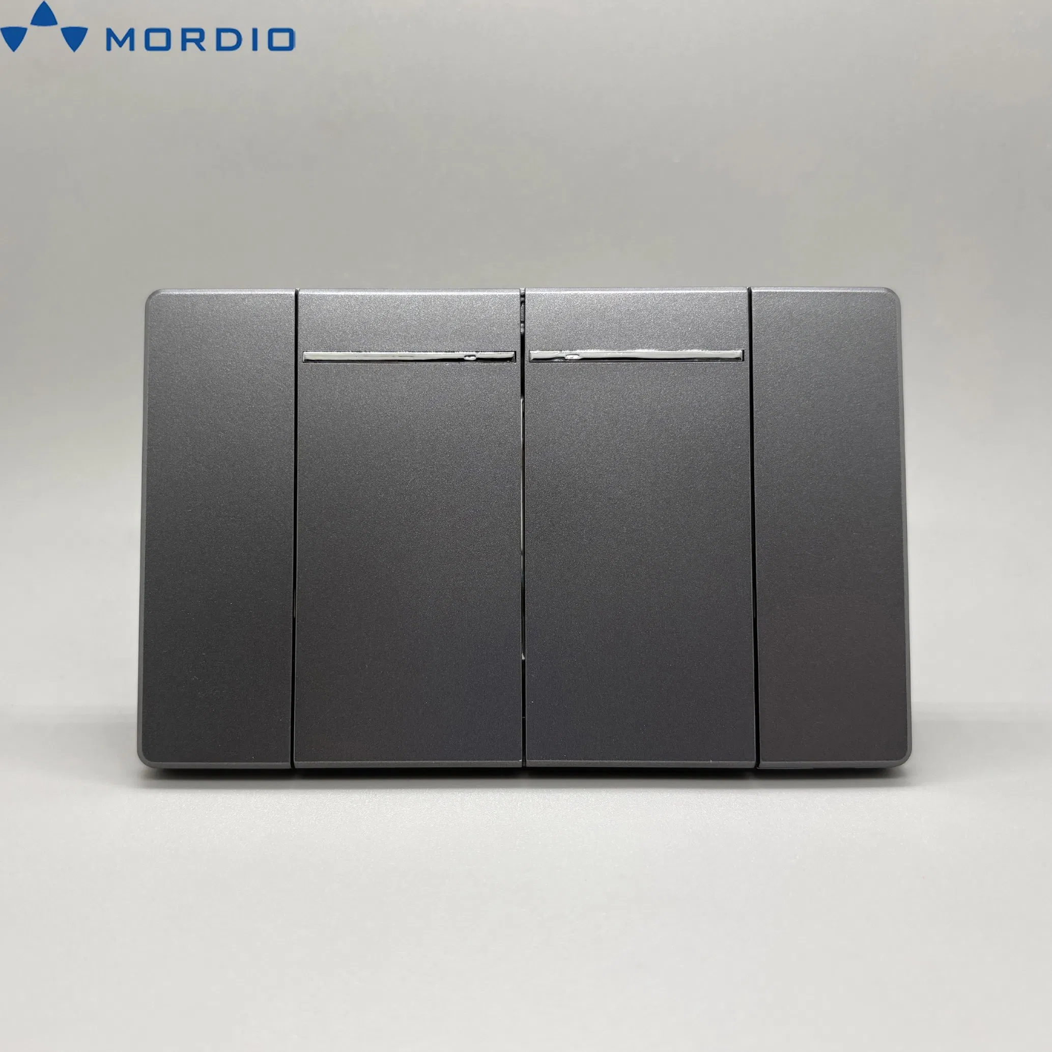 Interruptor de pared estándar ultra delgado 2 gang gris interruptor de luz con conexión a tierra interruptores decorativos de pared para América del Norte