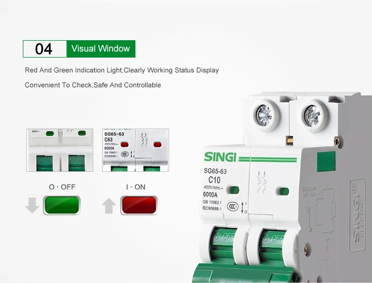 6ka Protección contra sobrecarga de precio de aire Singi Interruptor de circuito miniatura MCB