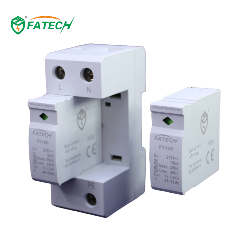 20KA Sistema Solar DC SPD 1 Dispositivo de Protección de Voltaje de Bajo Nivel de Fase Protector de Rayos Líneas de Señal de Control de Cargador EV Protector de Sobretensión de Energía de Rayos