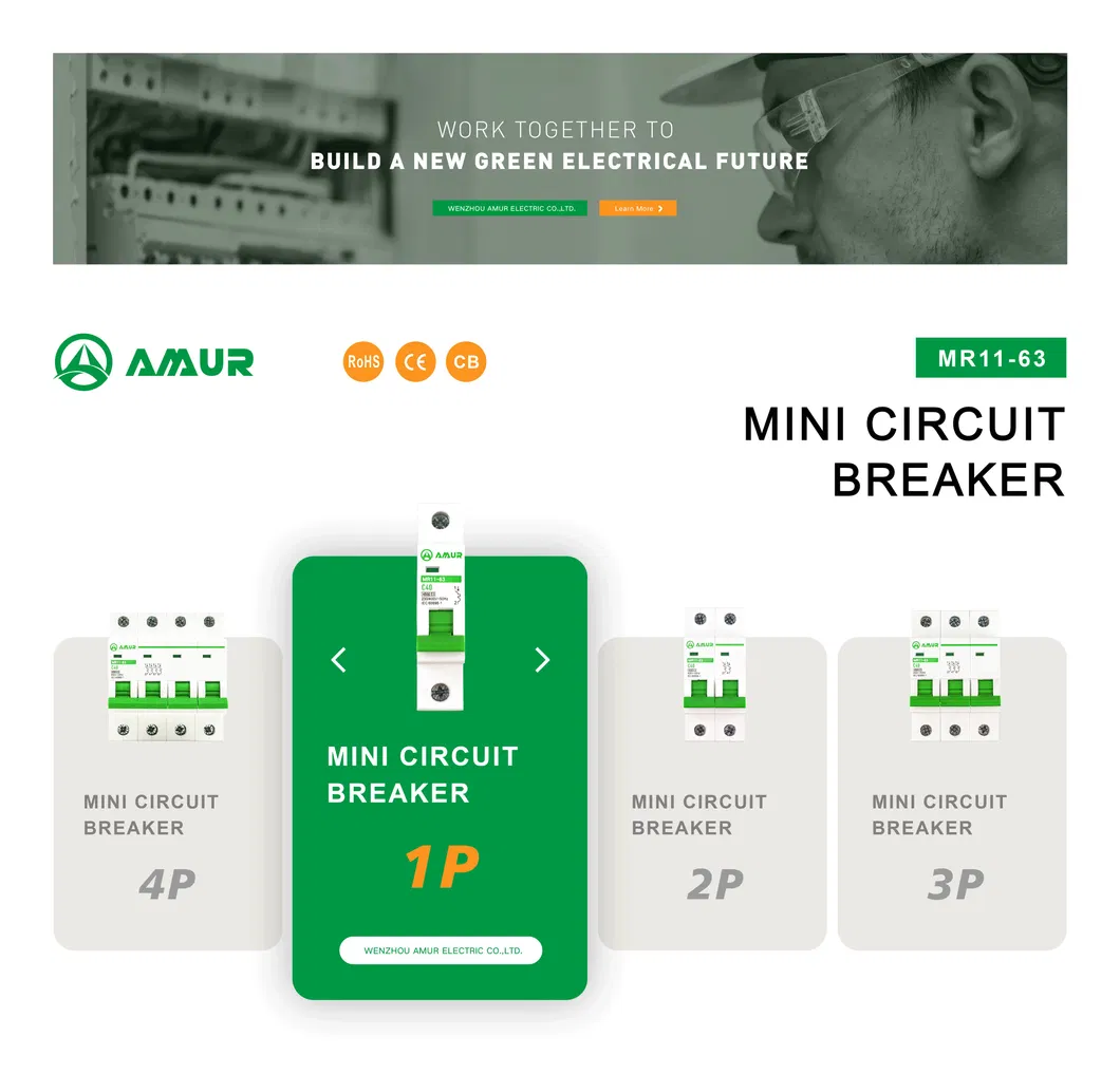 Protección contra sobrecarga del interruptor automático Amur Mini 1p MCB eléctrico AC 230V