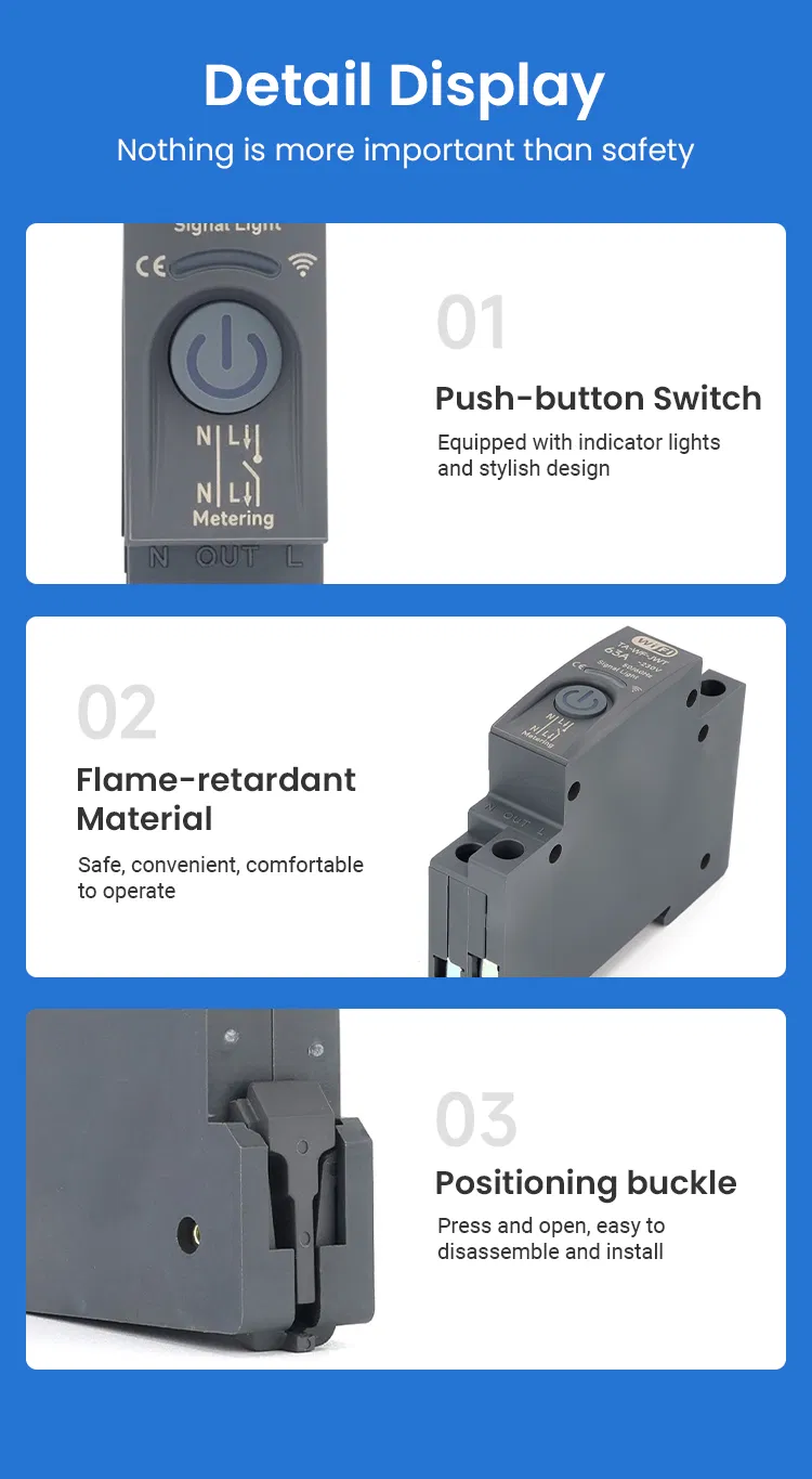 Interruptor Automático Inteligente WiFi Tuya MCB 63A 1p+N con Monitoreo de Energía en Tiempo Real Kwh y Control Remoto por APP