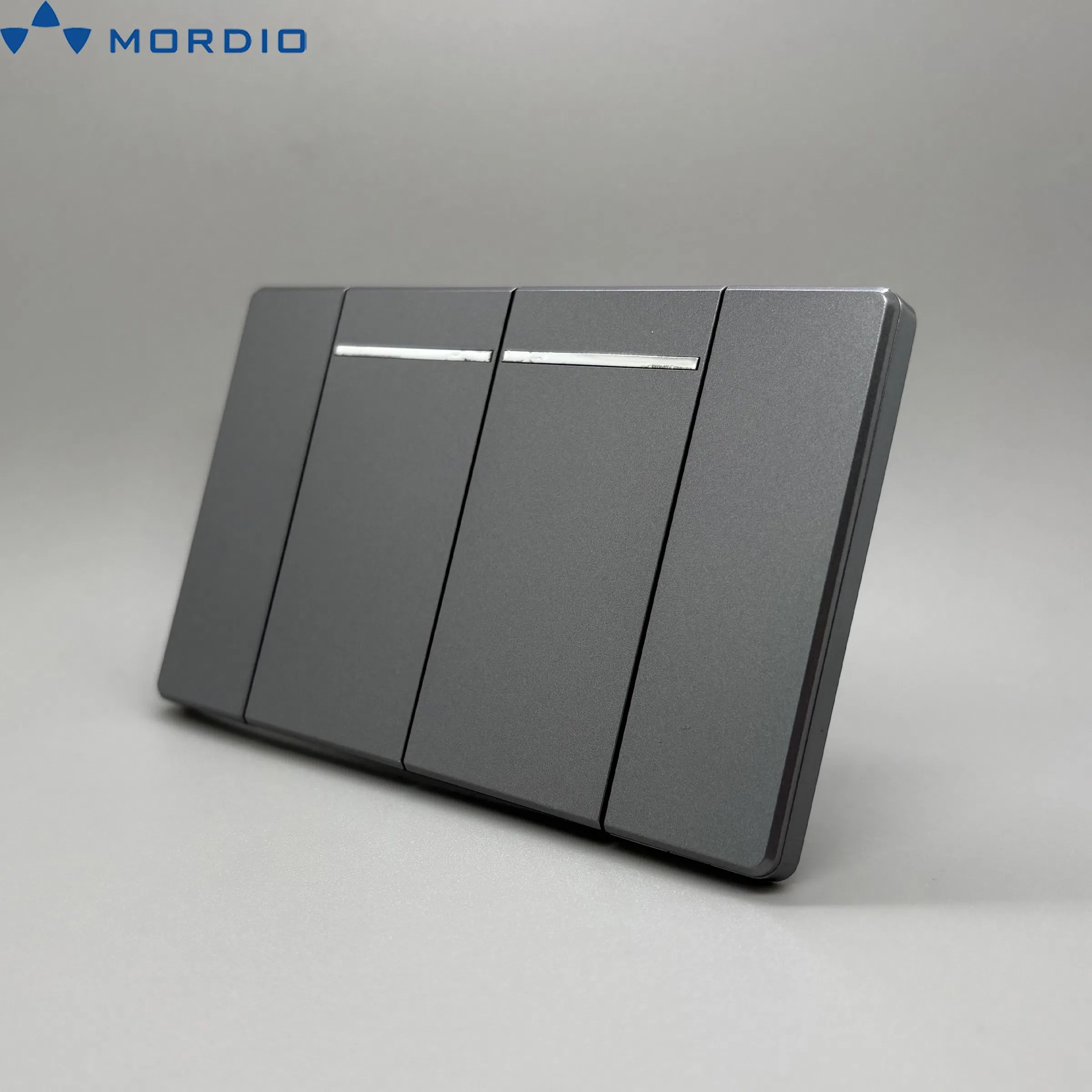 Interruptor de pared estándar ultra delgado 2 gang gris interruptor de luz con conexión a tierra interruptores decorativos de pared para América del Norte
