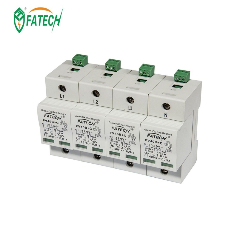 40ka 8/20us 3 fase Protector de Sobretensión Protector de Rayos Pararrayos para SPD Cargador de EV Protección de Señal de Control Supresor de Sobretensión Dispositivo de Protección de Voltaje