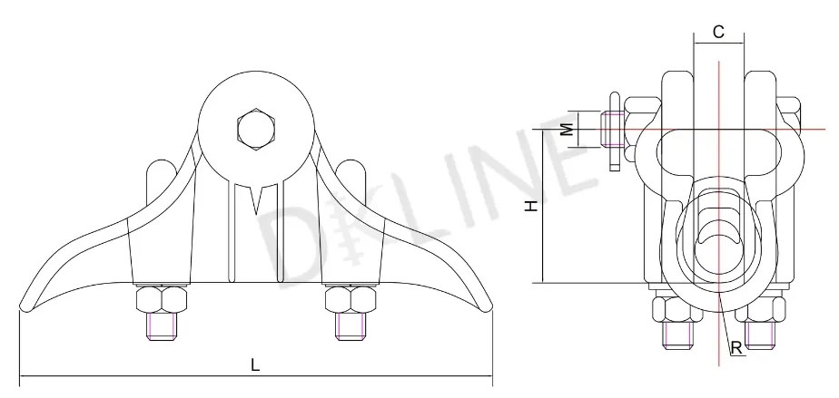 Abrazadera de suspensión de cable de aluminio para línea de transmisión eléctrica aérea