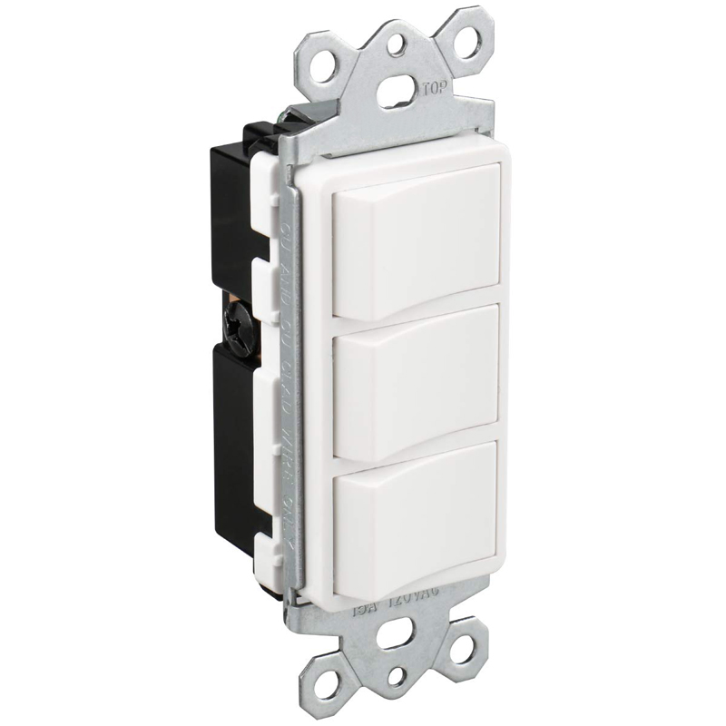 Interruptor de paleta decorativo blanco para pared, reemplazo, autoconectante, de grado residencial y comercial, interruptor de luz decorativo