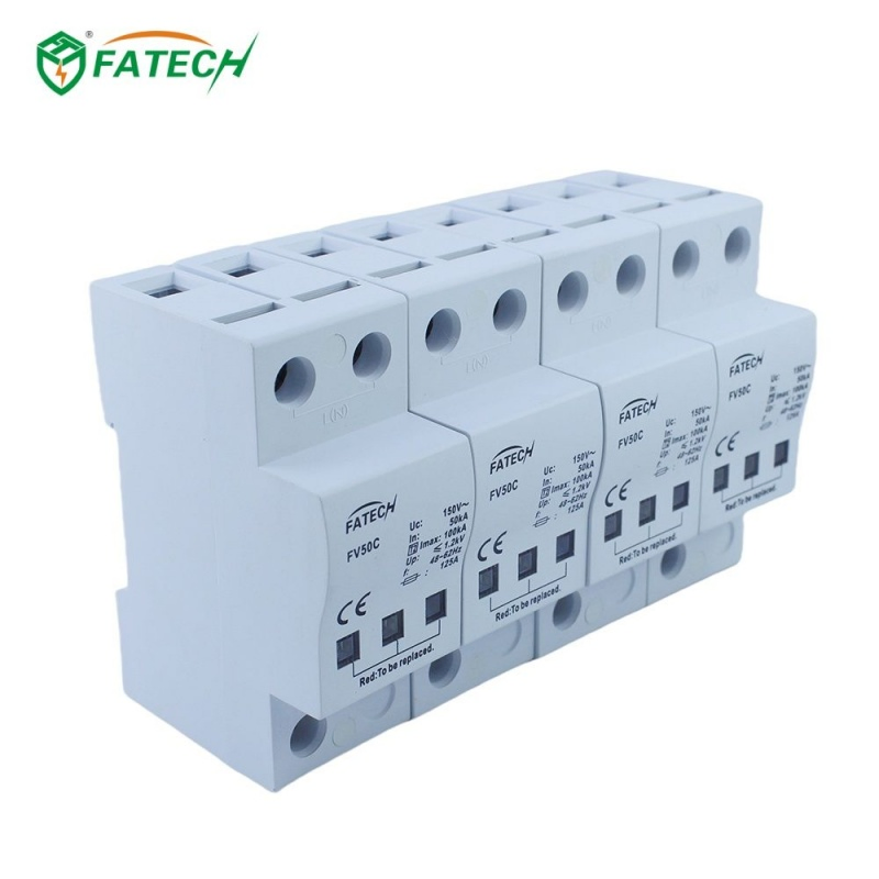 3 Fase 4 polos 100kA -40~+85°C Dispositivo de Protección de Voltaje de Amplio Rango de Temperatura para Sistemas de Vigilancia de Tráfico al Aire Libre Protectores de Energía contra Sobretensiones de Rayos