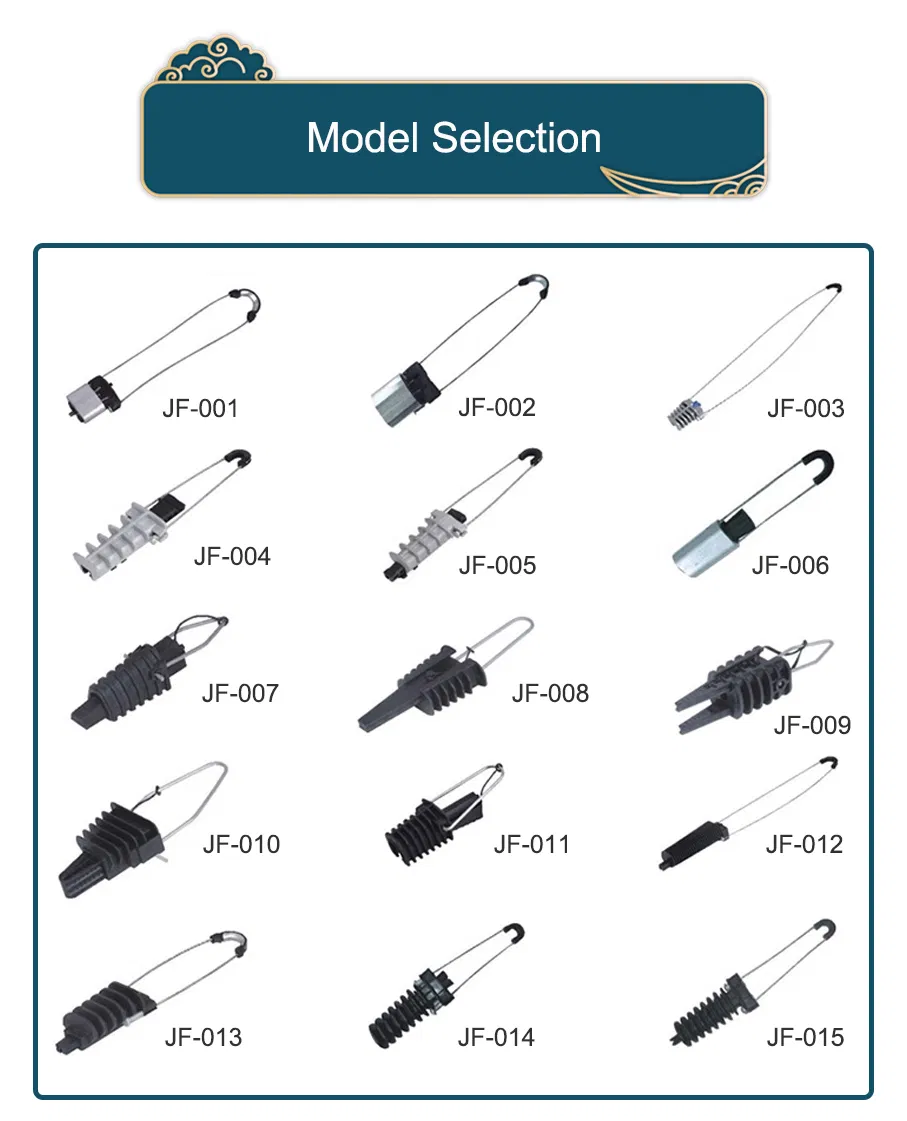 Accesorios de cable de fibra ADSS, abrazadera muerta de cable, abrazadera de suspensión