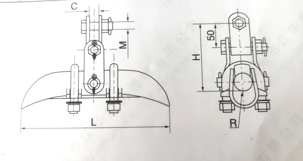 Hardware de línea de estampado galvanizado Xgu, abrazadera de suspensión con clevis