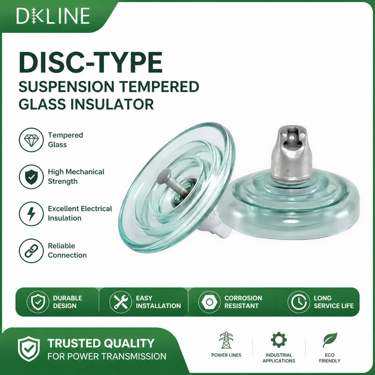 Premium Glass Suspension Insulator for Enhanced Electrical Safety