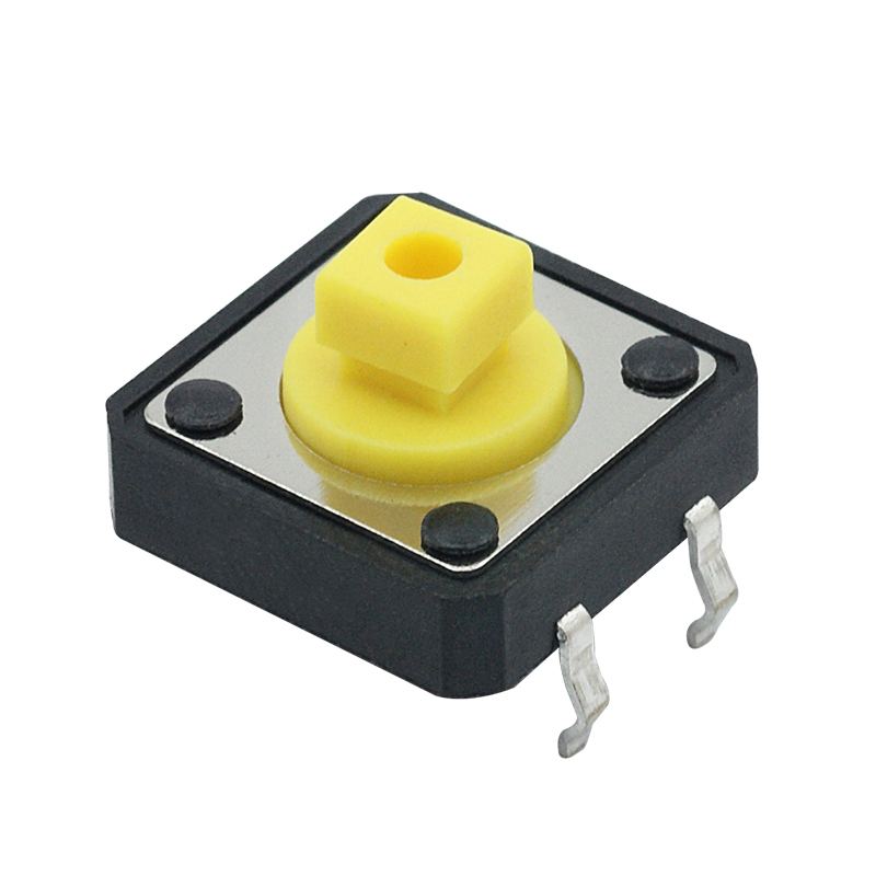 Botón pulsador LED cuadrado amarillo marrón negro rojo blanco azul verde tipo mecánico táctil con terminal de tierra en ángulo recto