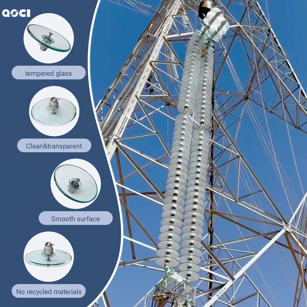 33kv Aislador de vidrio de suspensión aerodinámica de alta tensión