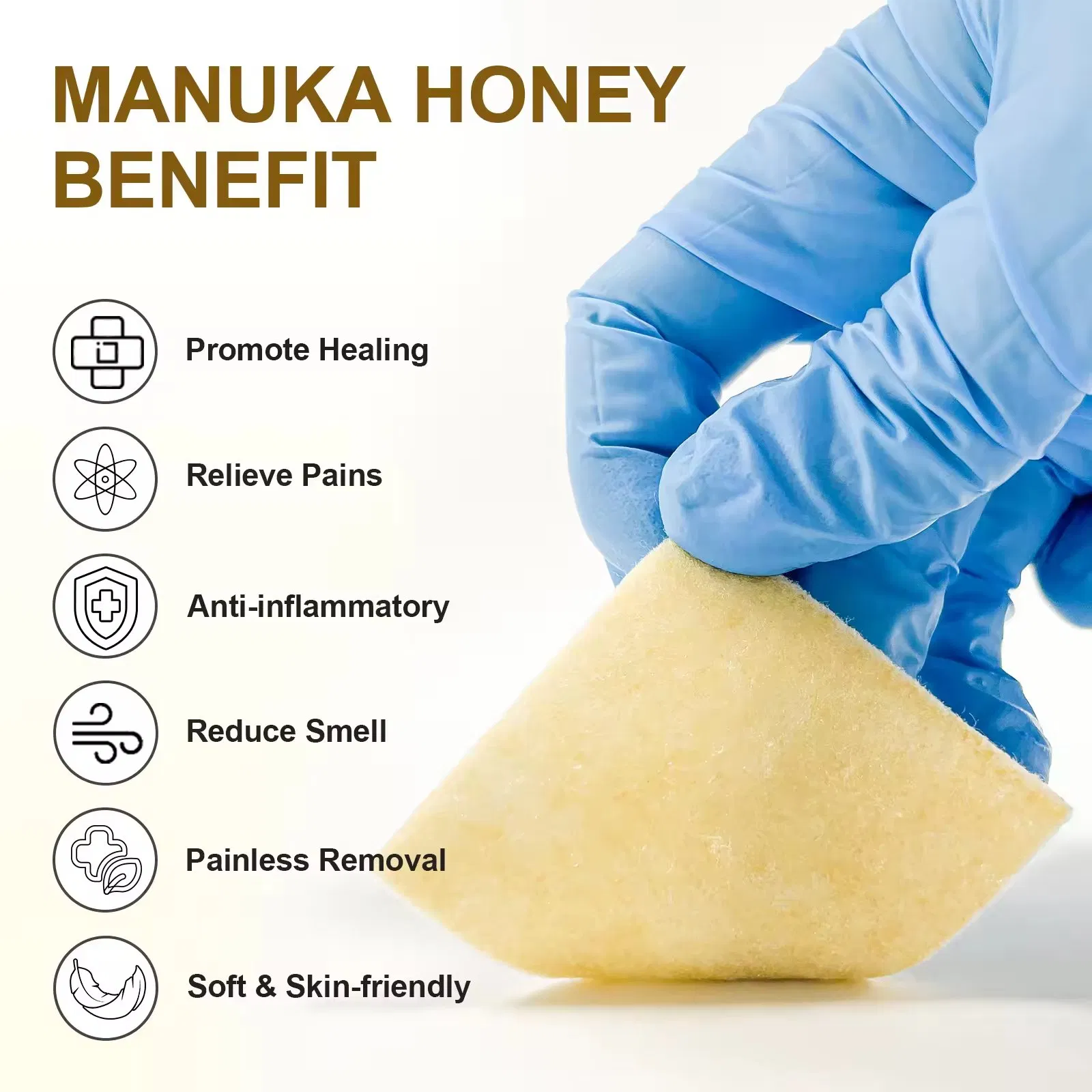 Antibacterial Soft Skin-Friendly Manuka Honey Calcium Alginate Wound Dressing for Wound Care