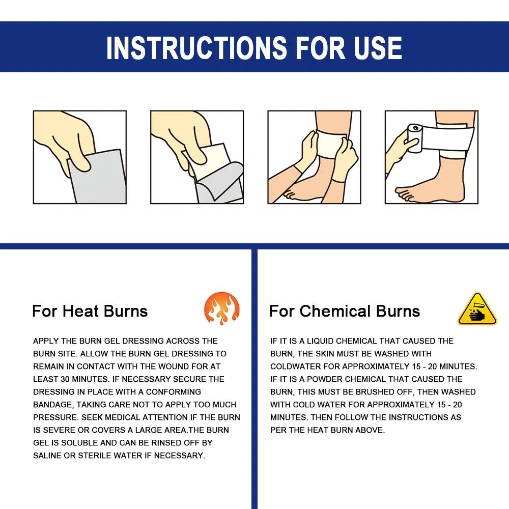 Burn Dressing Gel Hydrogel Sterile Trauma Dressing Advanced Healing for Wounds Care First Aid Burncare Bandage