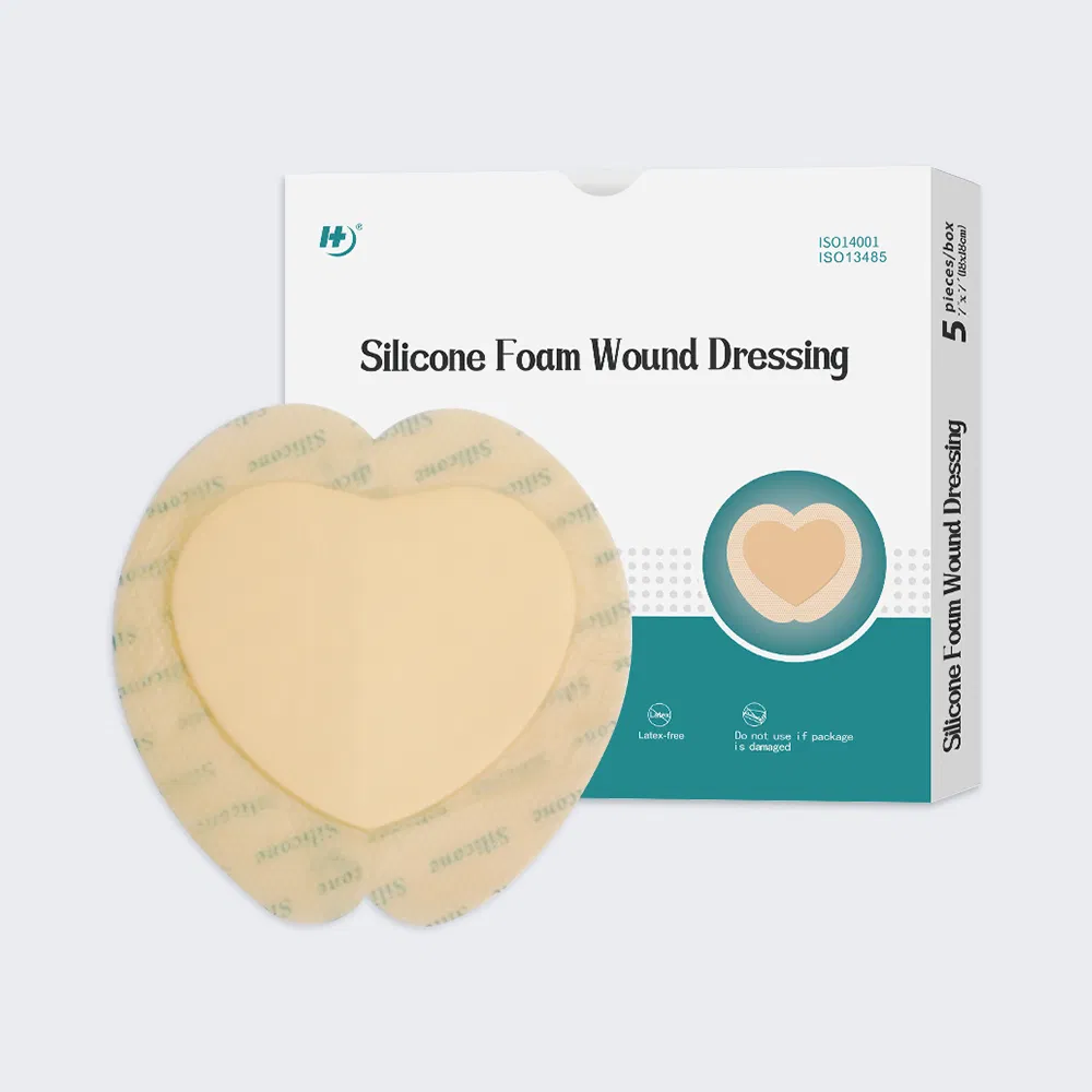 High Absorbency Silicone Adhesive Wound Bandage, Sacrum Silicone Foam Dressing with Gentle Border with FDA CE Certificate