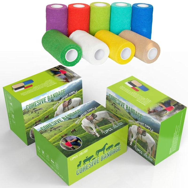 Custom Logo Elastic Non-Woven Cohesive Bandage Self-Adhesive Printed Vet Wrap Bandage for Dogs