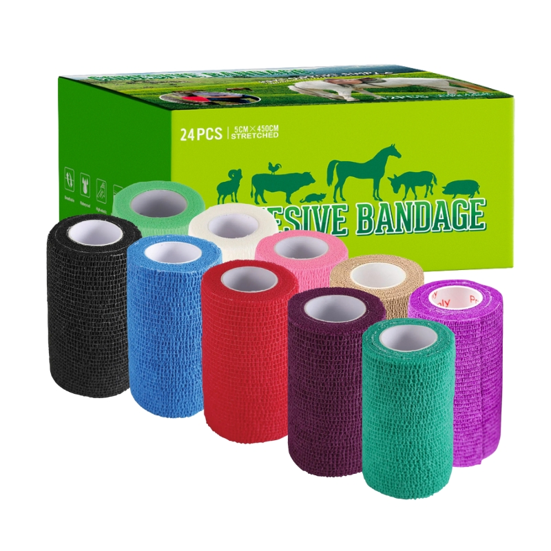 High Quality 4" Elastic Horse Leg Non-Woven Cohesive Bandage Wrap Adhesive Vet Wrap Bandage for Horse Leg Wraps Boots Pet