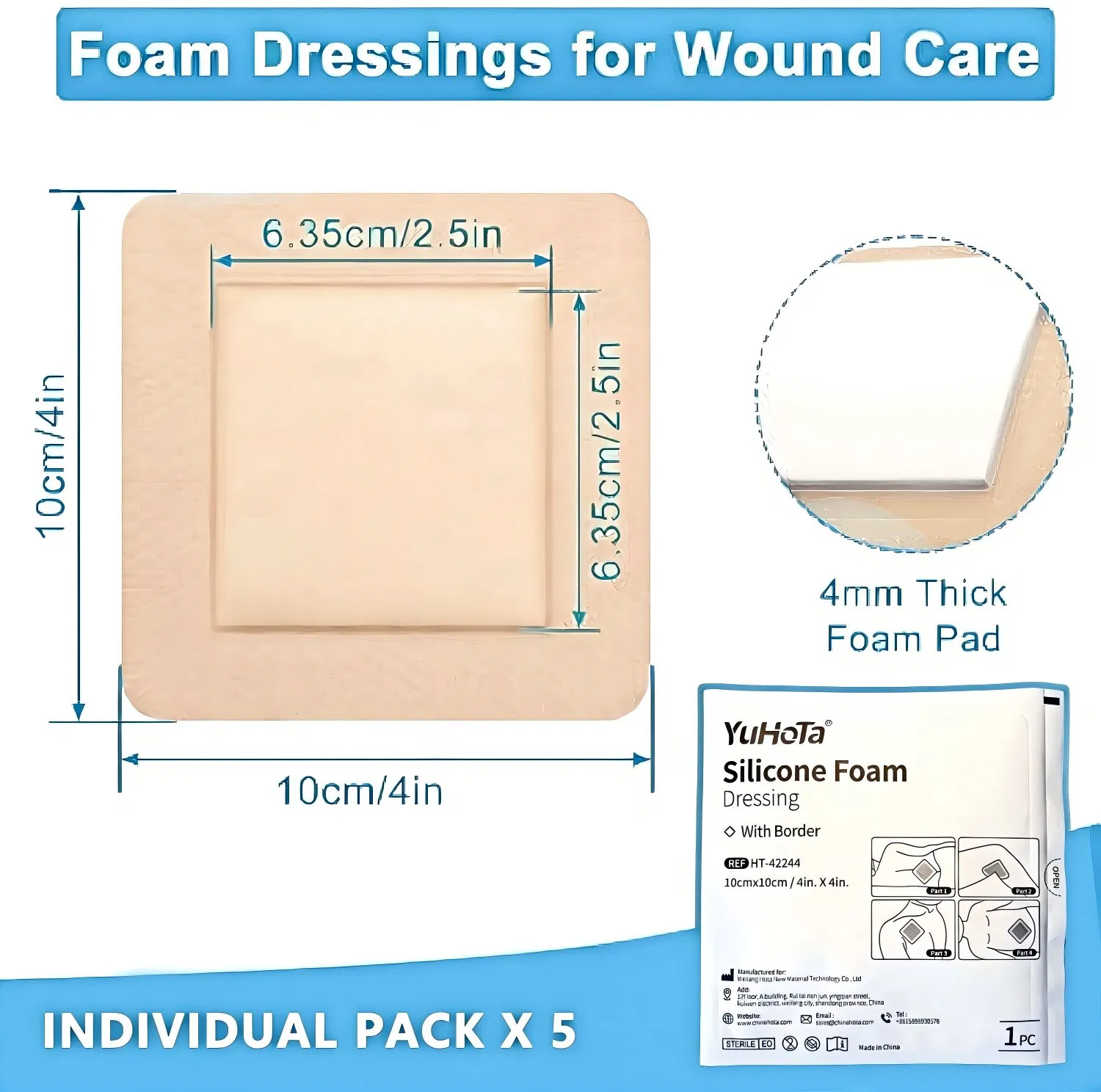 Soft Wound Care Silicone Adhesive Foam Dressing with Healing Surgical Film Dressingno Reviews Yetcertified
