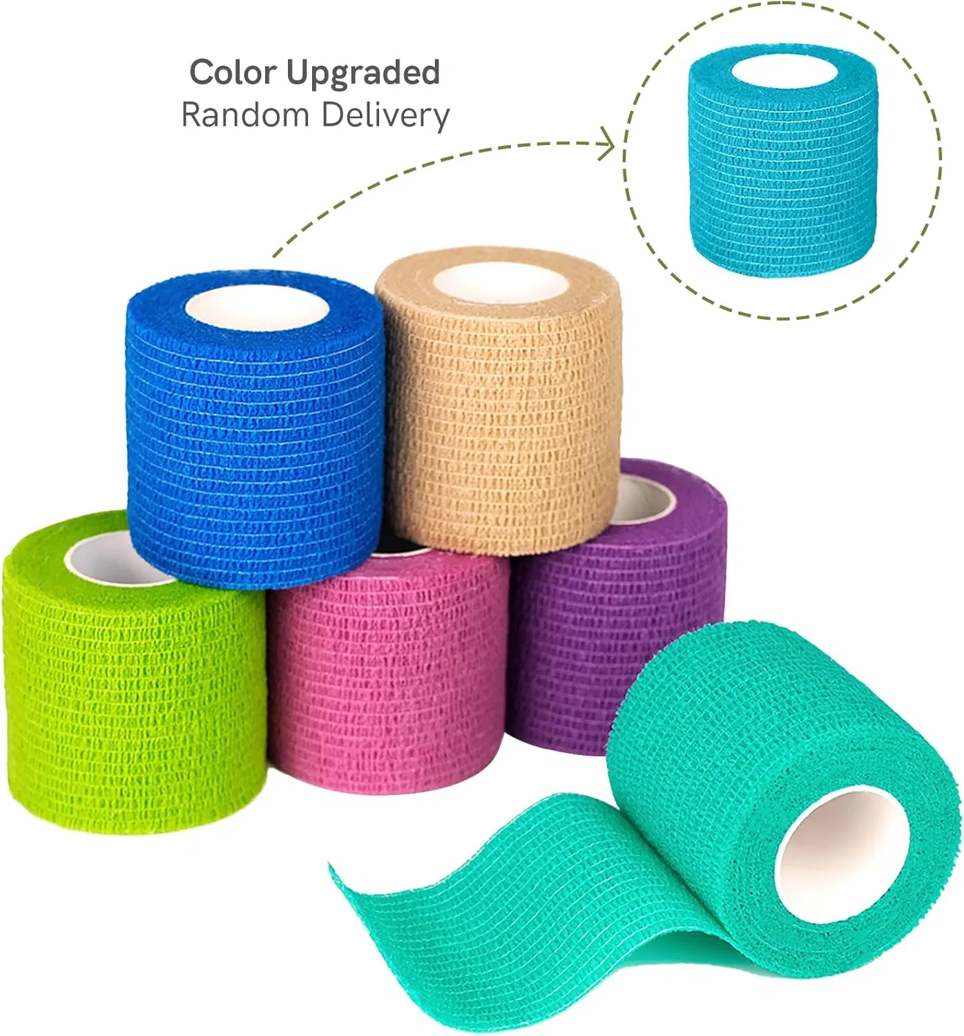 Self Adhesive Bandage Wrap - Cohesive Tape for Athletic &amp; Sports - 1" X 5 Yard Self Adherent Medical Tape, Flexible, Waterproof Elastic Bandage for Wrist &amp; Ank