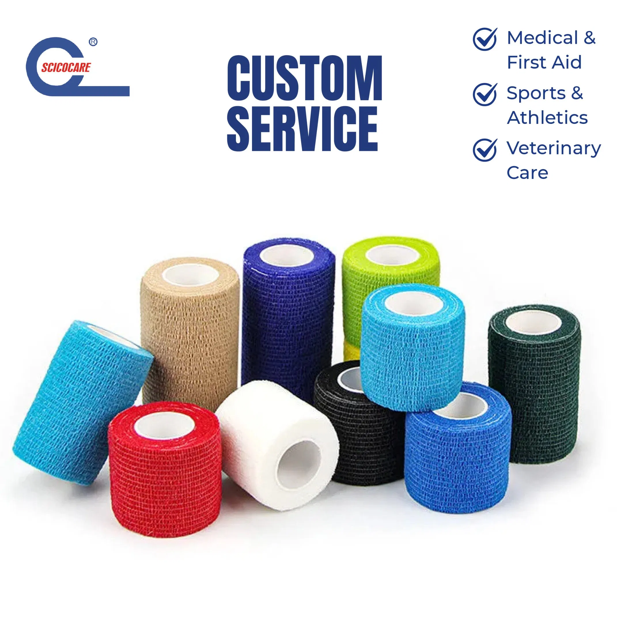 Wholesale Medical Grade Latex-Free Elastic Cohesive Bandage Custom Logo Sports Tape Custom Printed Vet Wrap