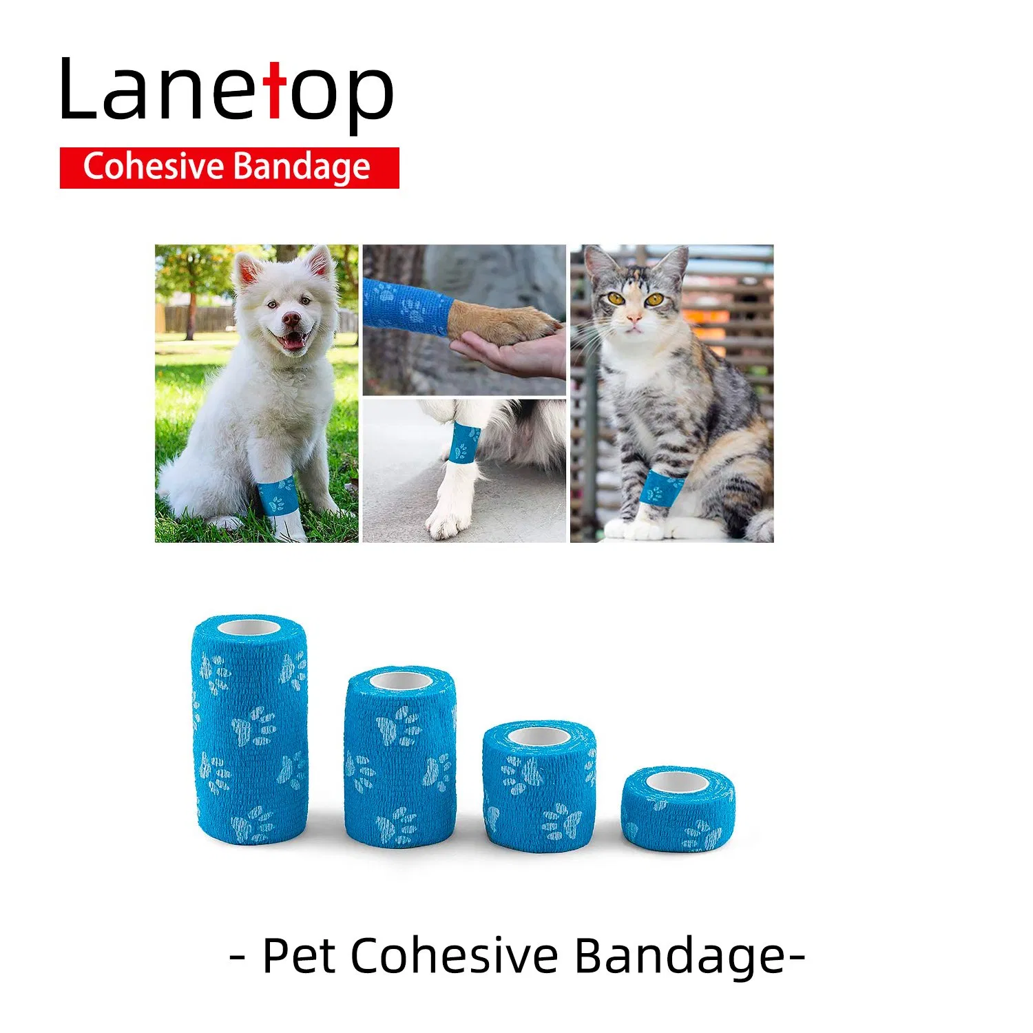 Custom Non Woven Pet Bandage Athletic Sports Tape Self Adhesive Vet Wrap Cohesive Elastic Bandage